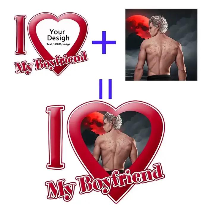 T-shirts DIY I Love My Boyfriend Girlfriend pour femmes et hommes, hauts d'été en coton à manches courtes, col rond, t-shirts surdimensionnés, vêtements de couple