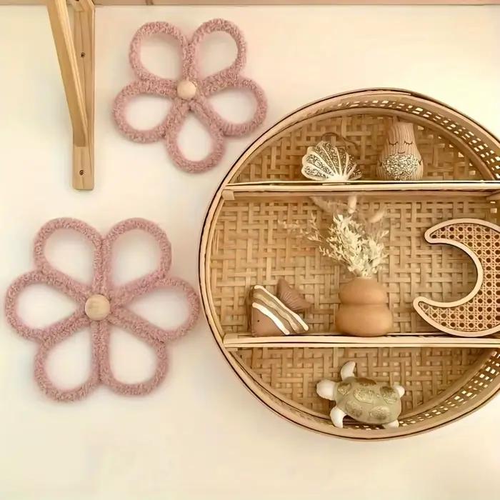 INS nordique bohème tissé marguerite fleur ornements muraux bébé enfants chambre décoration pendentif à la main artisanat pépinière décor Photo accessoires