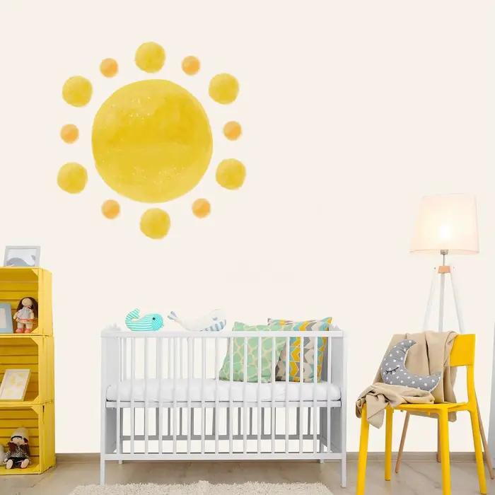 Papier peint demi-soleil en vinyle autocollant mural boho pour chambre de bébé décoration murale enfants stickers animaux chambre à coucher