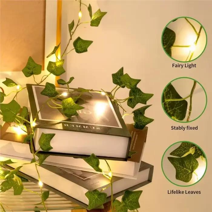 Guirlande lumineuse artificielle en vert et orange pour décoration intérieure et extérieure, idéale pour chambre, balcon, mariage et événements spéciaux