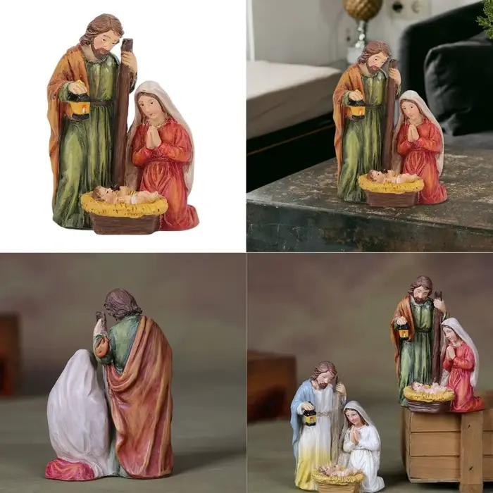 Statue scène nativité sacrée en résine