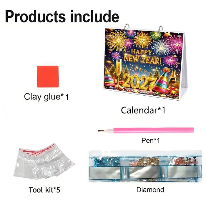Calendrier de table DIY en peinture diamant avec outils