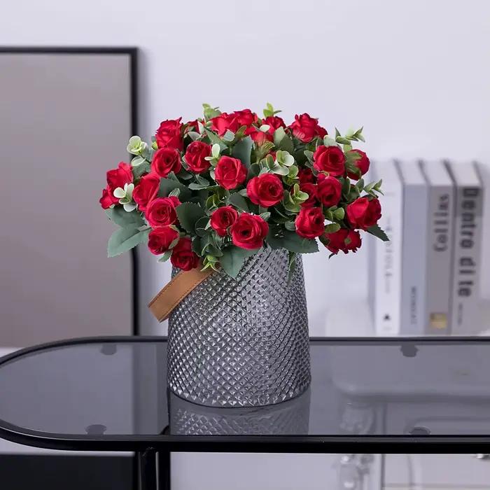 Bouquet de roses artificielles en soie