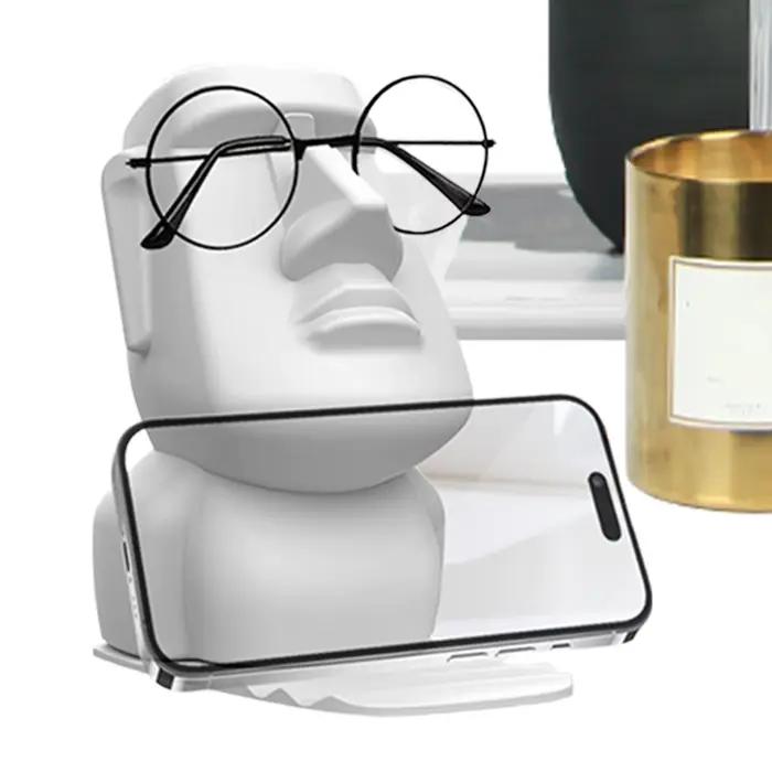 Support de téléphone créatif en forme de statue Moaï, support à lunettes, présentoir à lunettes de soleil Île de Pâques, cadeau pour la décoration intérieure