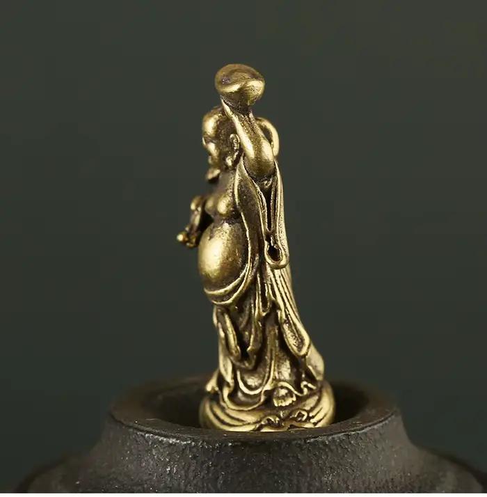 Petite Statue de Bouddha Maitreya en Cuivre, en Laiton de Poche, Ornements de Maison, Artisanat pour Salon, Décoration de Bureau
