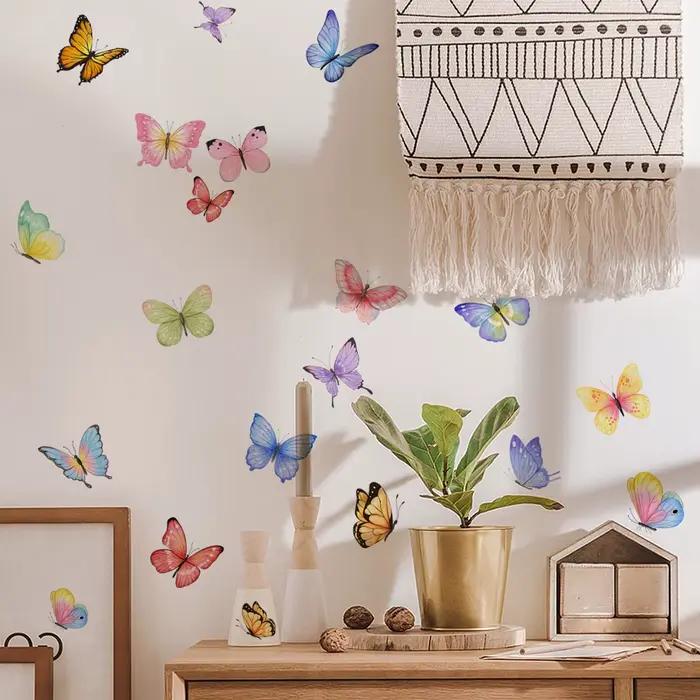 Autocollant mural papillon aquarelle