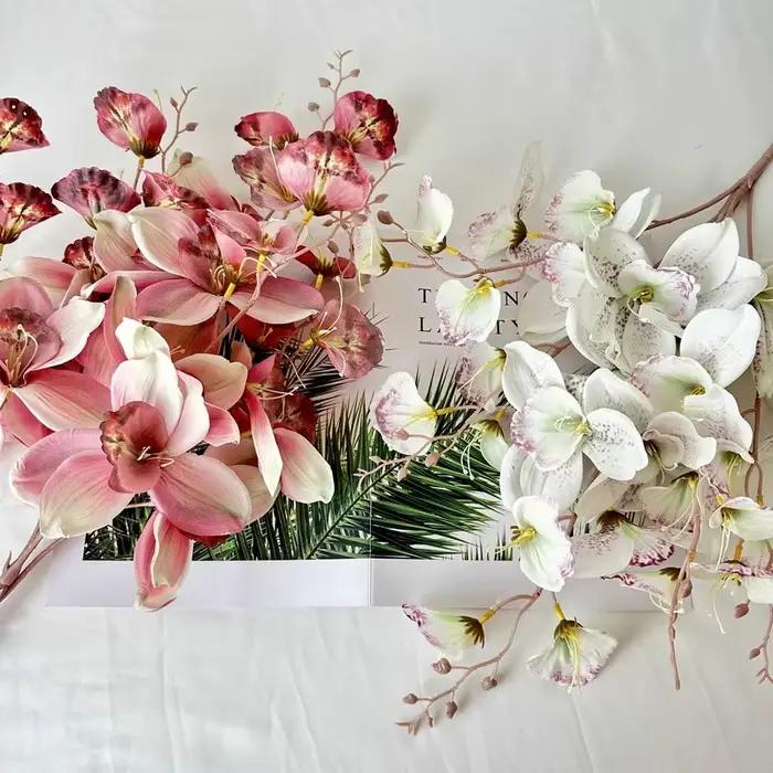Bouquet de fleurs d'orchidée rose, impression 3D, accessoires d'arrangement floral, décoration d'intérieur, accessoires de photo d'événement, fournitures de mariage