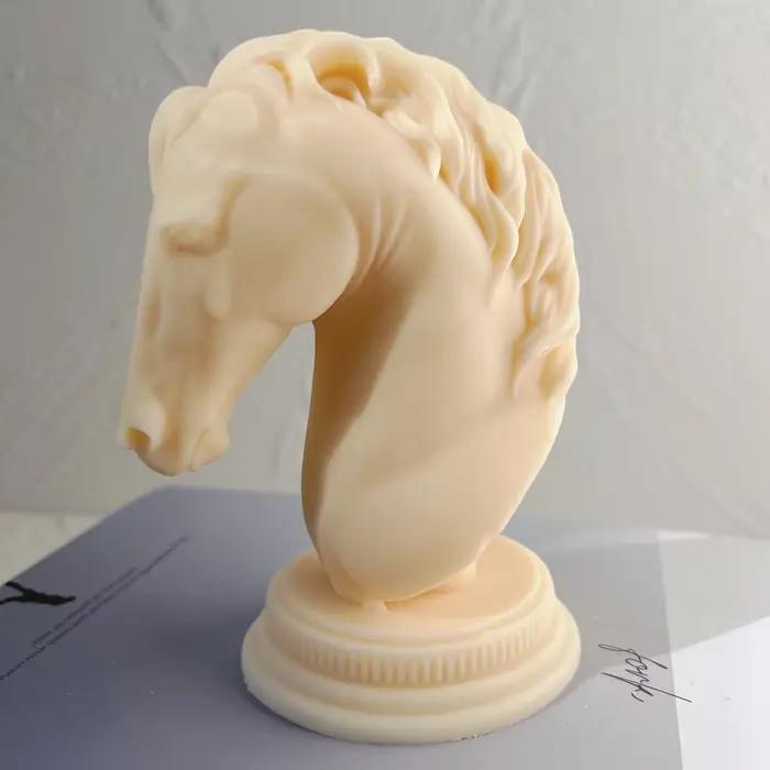 Moule à bougie en silicone pour statue de tête de cheval, sculpture d'équitation de buste, figurine d'art, poney animal