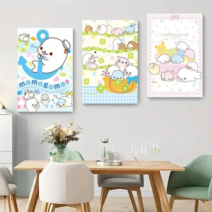 Affiche Kawaii Cartoon Mamegoma CUTE en Papier PP Synthétisé pour Décoration Murale Nostalgique et Moderne Occasions Spéciales