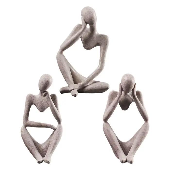 Statue abstraite de penseur, sculpture de figure, petits ornements, statue de résine, artisanat à la maison, décoration de la maison, figurine moderne, intérieur d'Auckland