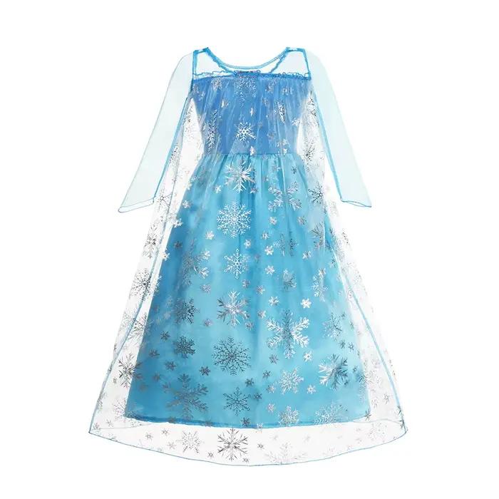 Robe Elsa pour filles, longue robe en maille Elsa, Costume de carnaval reine des neiges, robe Cosplay, robe de bal pour fête d'anniversaire