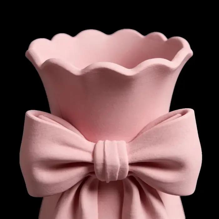 Vases à fleurs en forme de nœud rose au design torsadé