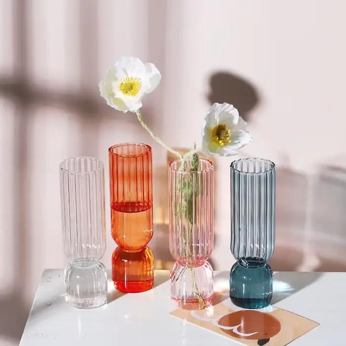 Vase à fleurs en verre transparent coloré, récipient hydroponique pour plantes, décoration d'intérieur bricolage, ornement de bureau, nouveau