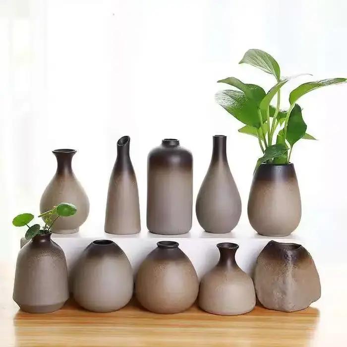 Chine poterie Mini petits Vases à fleurs traditionnel chinois Style rétro Vase en céramique salon décoration de la maison