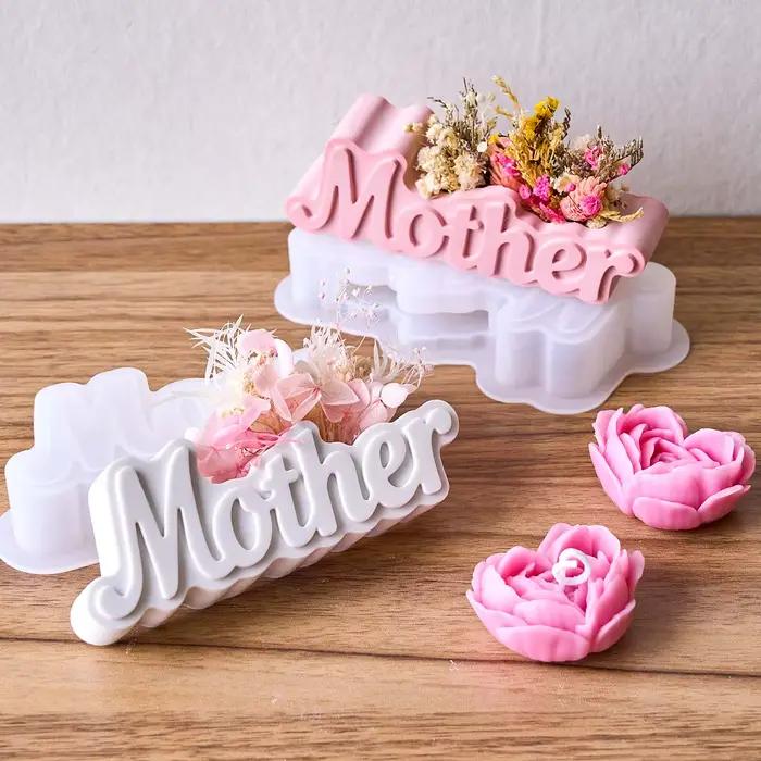 Moule en silicone en forme de vase pour lettres 'Maman'