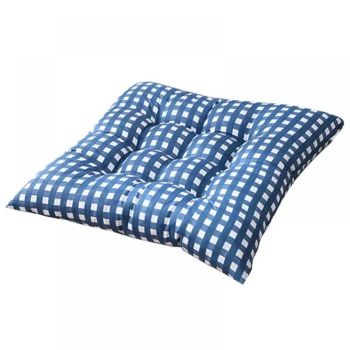 Coussin de siège de chaise carré à carreaux avec sangle coordonnante