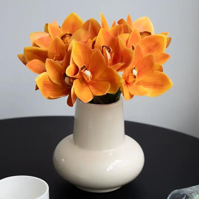 1 Bouquet de 6 fleurs d'orchidées simulées pour décoration de mariage