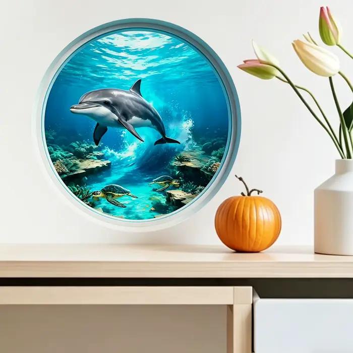 Autocollant mural en vinyle motif dauphin sous-marin