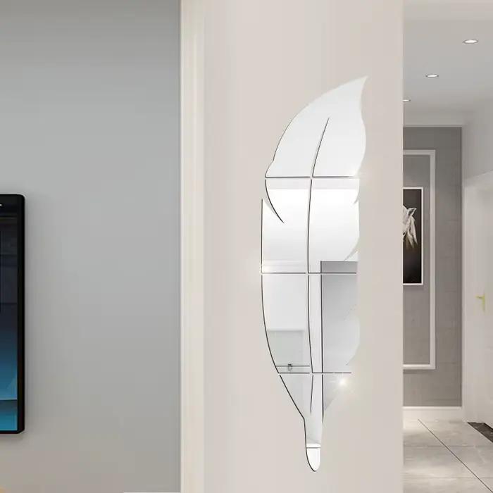 Autocollant mural en acrylique avec miroir plume