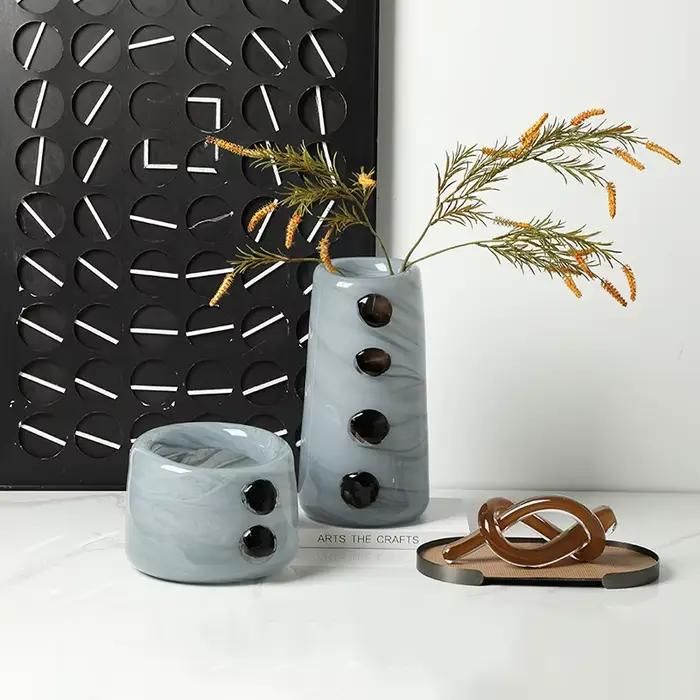 Vase en verre créatif avec relief de galets, vase à fleurs, accessoires pour arrangements floraux, terrarium, accessoires de décoration pour la maison