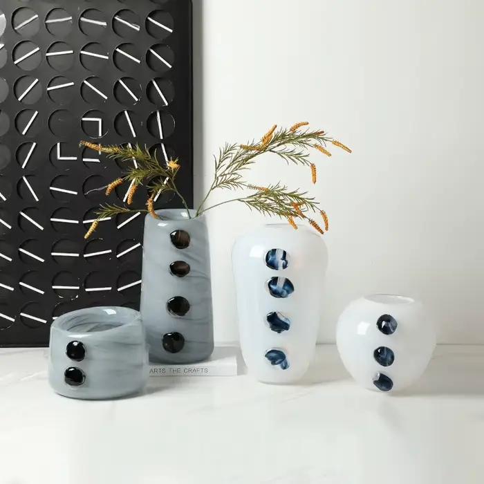 Vase en verre créatif avec relief de galets, vase à fleurs, accessoires pour arrangements floraux, terrarium, accessoires de décoration pour la maison