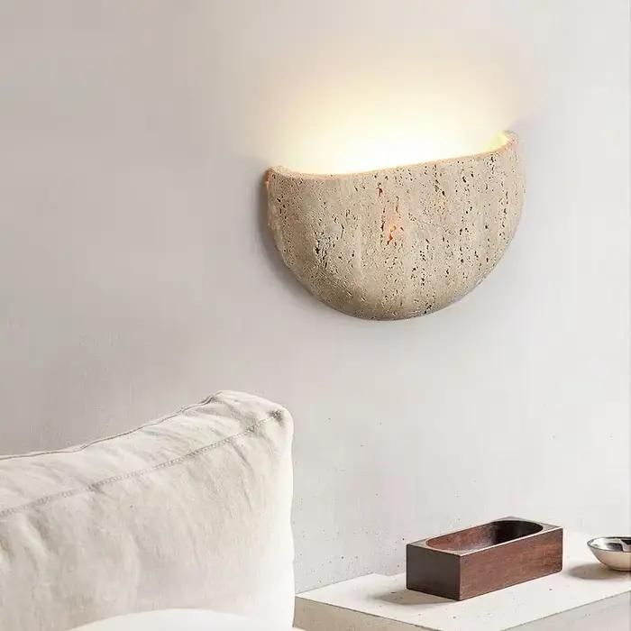 Lampe murale rétro en pierre Wabi-sabi pour salon, porche, couloir, café, chambre à coucher, ambiance maison d'hôtes