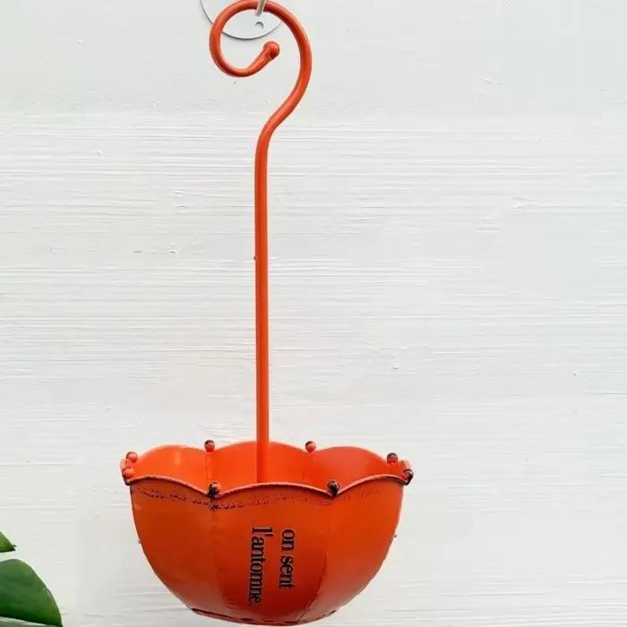 Pot de fleurs suspendu créatif vintage en forme de parapluie, style européen, pour fermes, décoration extérieure en fer forgé