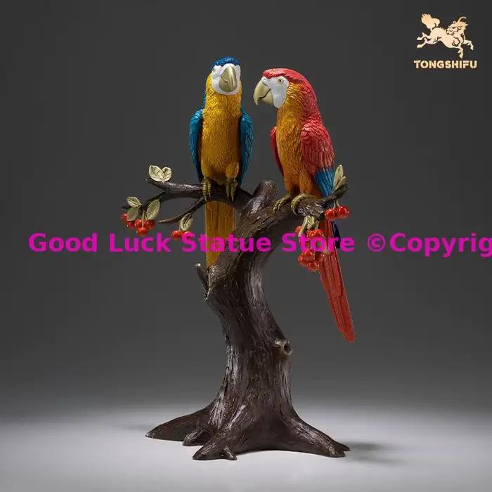 Statue de perroquet de bon augure en cuivre