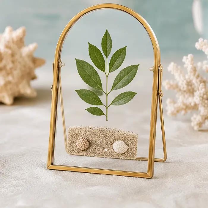 Cadre photo flottant à double vitrage avec fleurs pressées décoratives pour les amateurs de bricolage