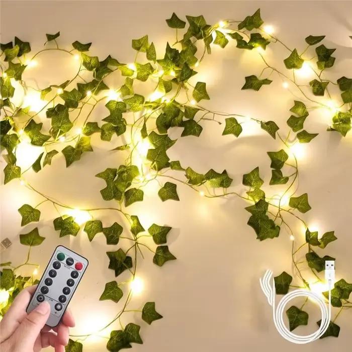 Guirlande lumineuse artificielle en vert et orange pour décoration intérieure et extérieure, idéale pour chambre, balcon, mariage et événements spéciaux