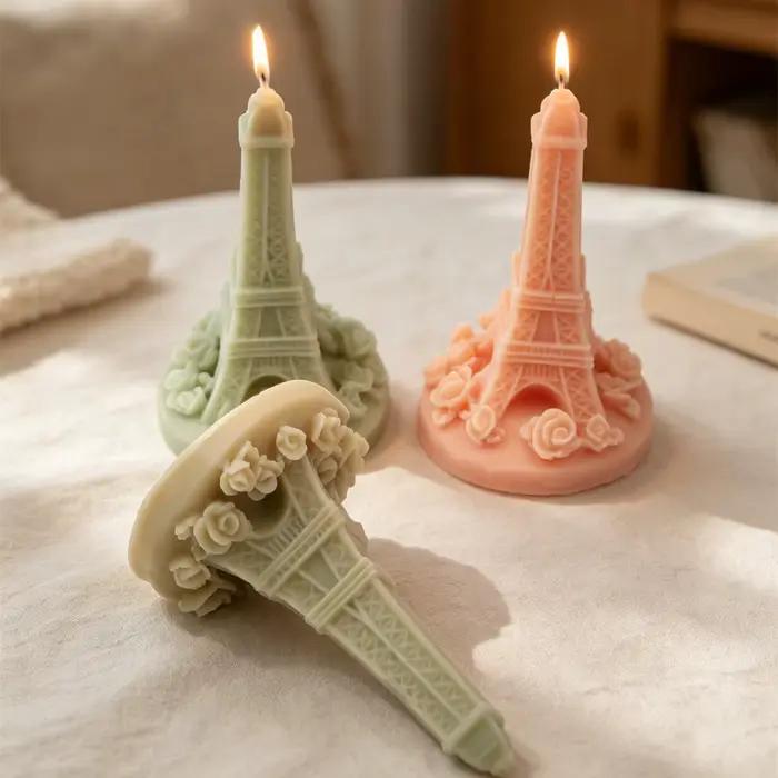 Moule à bougie Tour Eiffel en silicone 3D moule pour fabrication de bougies Tour de Paris moule à cire d'aromathérapie DIY outil artisanal pour décoration intérieure artisanale occasions spéciales