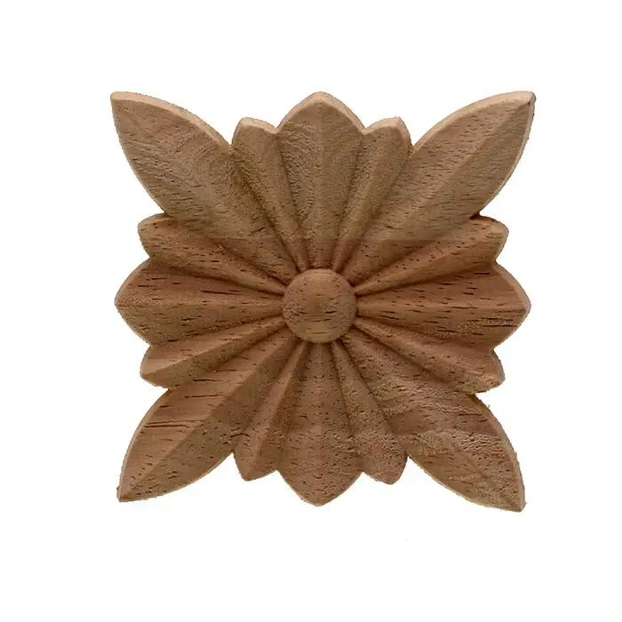 VZLX Vintage bois non peint sculpté coin onlie Applique cadre arrière-plan meubles maison mur armoire porte décor décoration