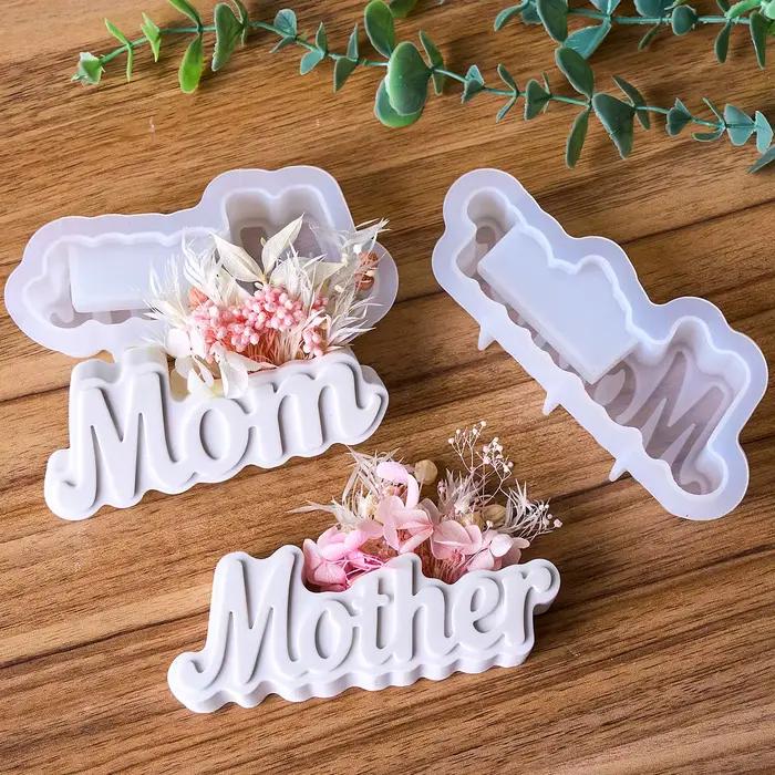 Moule en silicone en forme de vase pour lettres 'Maman'