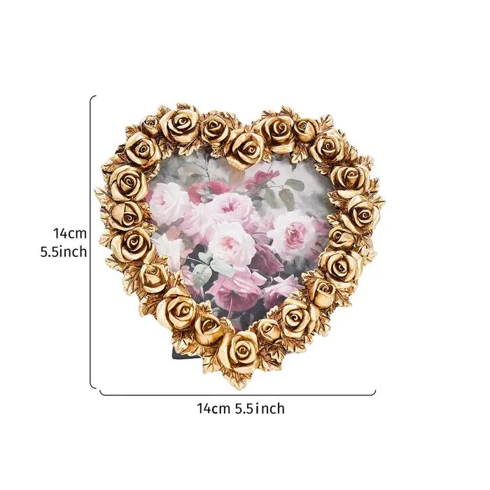 1 pièce, cadre photo décoratif en résine dorée à bordure or rose pour la Saint-Valentin