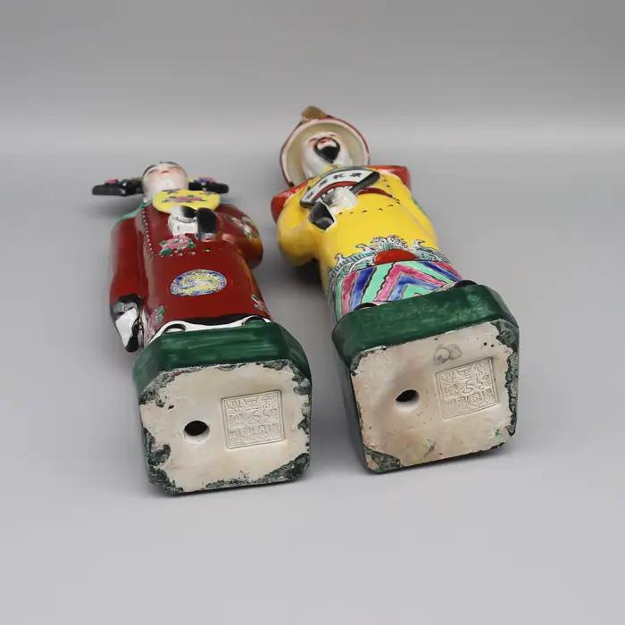 Statues en céramique d'empereurs et d'impératrices chinois de la dynastie Qing