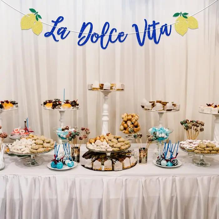 Bannière de mariage et de fête prénuptiale La Dolce Vita