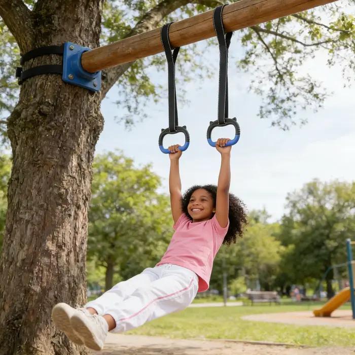 Anneaux de gymnastique pour enfants, barre horizontale réglable avec sangles de suspension pour tractions intérieures, hamac de jeu, entraînement de calisthénie pour enfants