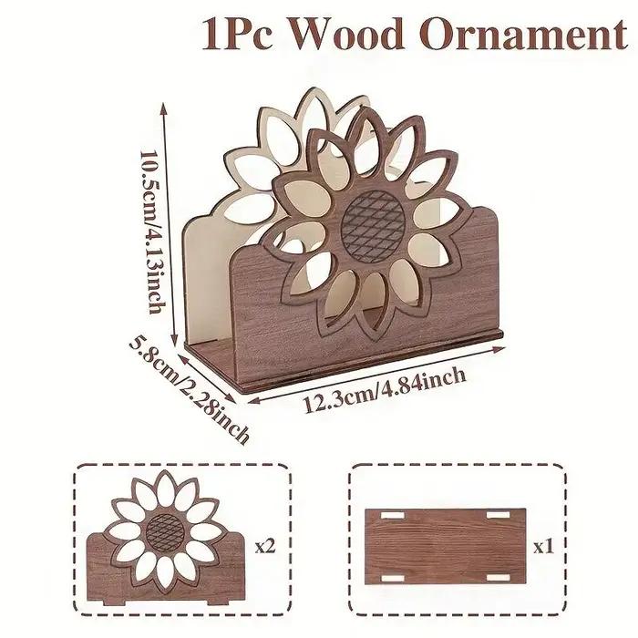 Porte-serviettes en bois au design sophistiqué en forme de tournesol