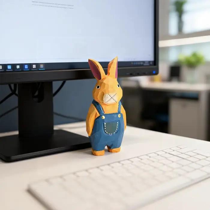 Figurine de lapin en bois sculptée à la main
