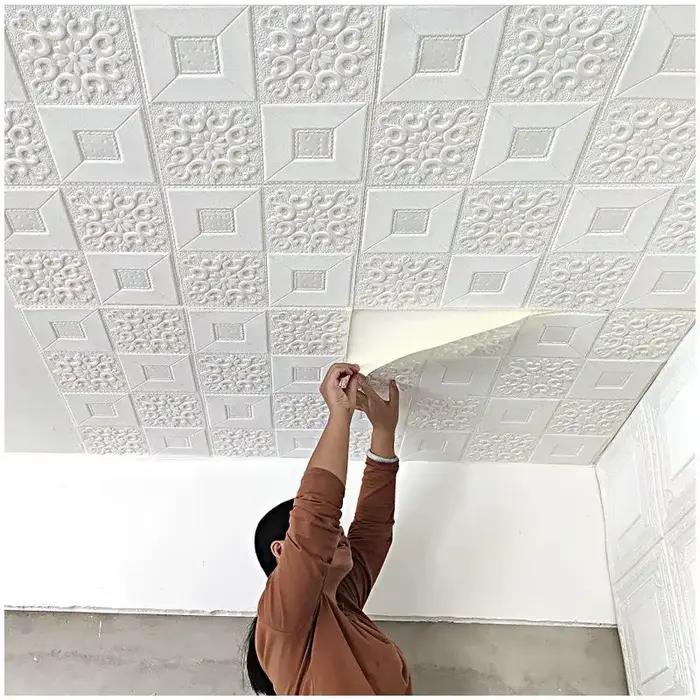 Papier peint auto-adhésif 3D imperméable européen fête pour plafond de toit salon chambre à coucher occaions spéciales