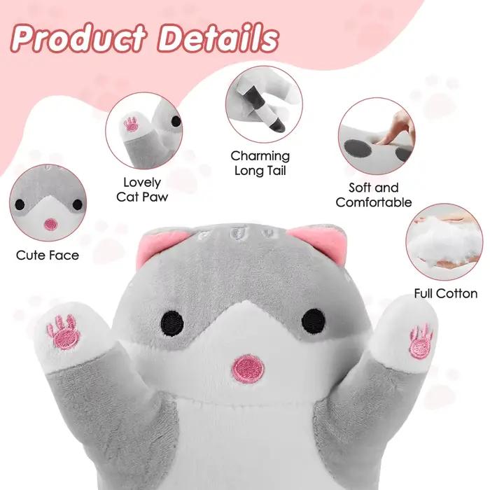 Coussin chauffant en peluche mignon en forme de chat avec recharge USB, coussin chauffant électrique pour les crampes menstruelles, coussin chauffant pour le dos