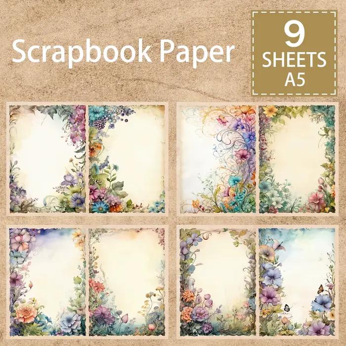9 feuilles A5 taille plante fleurs cadre Photo fond Vintage Grunge Journal planification Scrapbooking