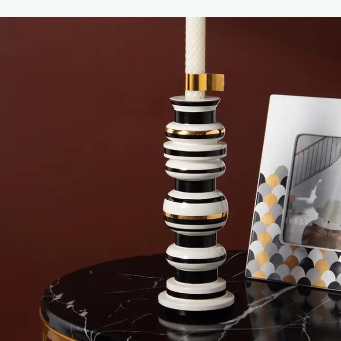 Porte-bougie cylindrique en céramique plaqué or, décoration de bureau, bougeoir romantique, brûleur de cire fondue, support de bougie, décoration moderne pour la maison
