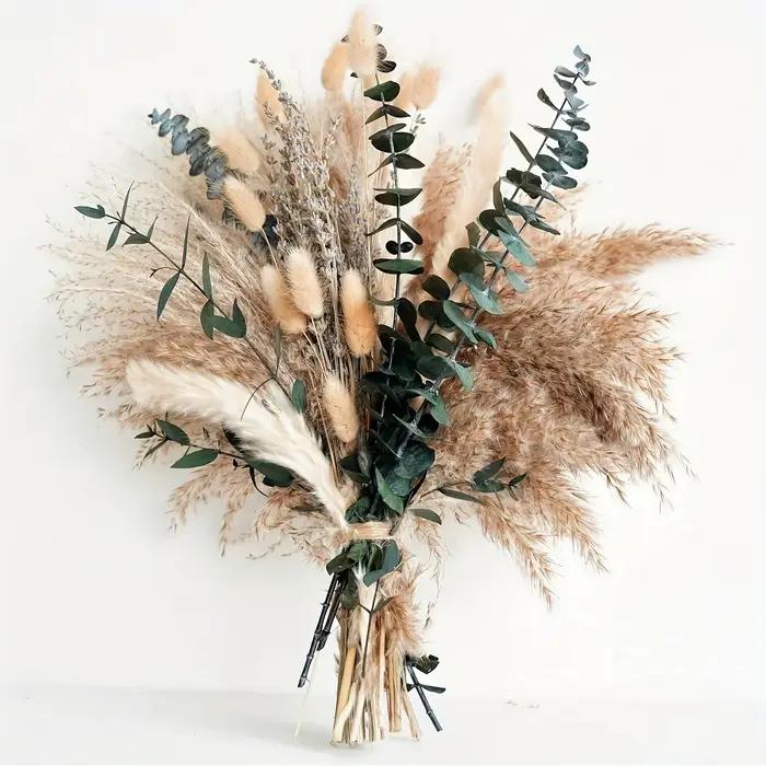 90 pièces Pampas fleurs séchées lapin queue