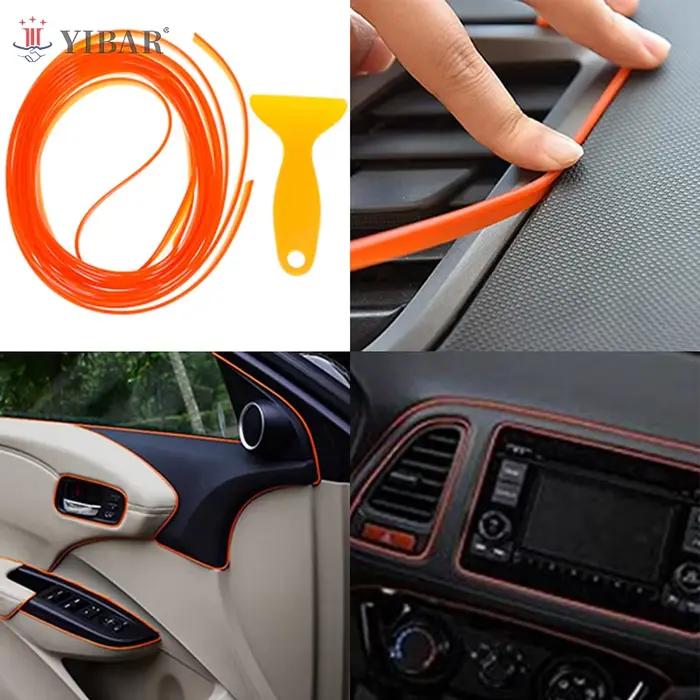 Kit de remplissage de moulure de style intérieur de voiture orange, bande de décoration de garniture, écart de ligne de 5m