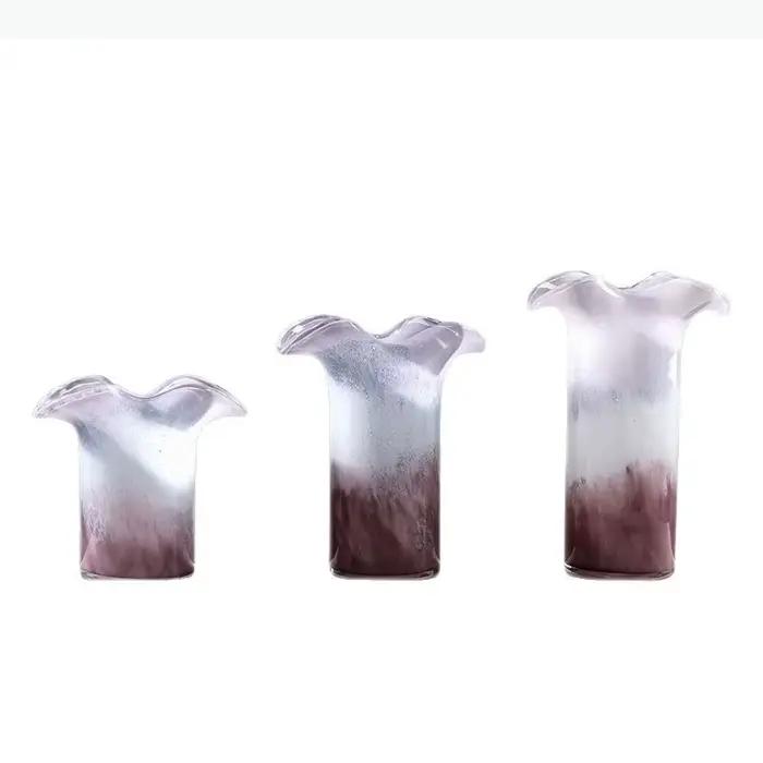 Vase en verre à bulles en forme de feuille