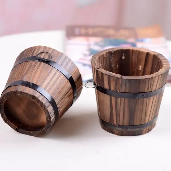 Petit Vase en bois naturel Vintage