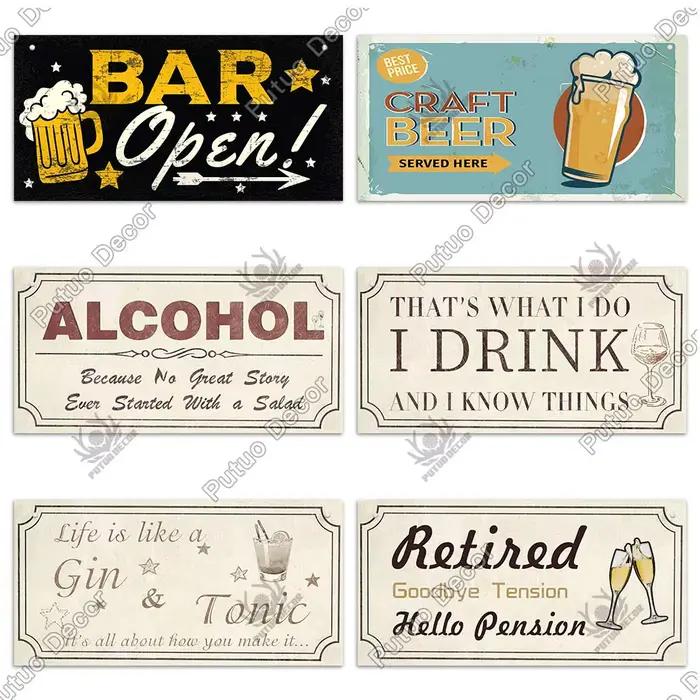 Putuo Decor-Plaque de Porte en Bois pour Pub