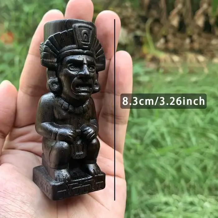 Ornement de colonne totem aztèque en bois sculpté à la main de 3