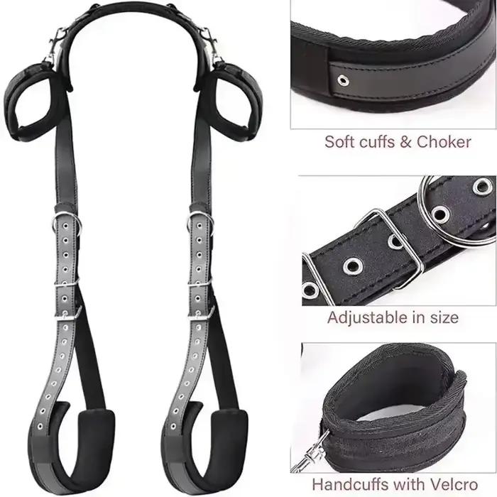 Sangles sexuelles d'esclave BDSM, Kits d'accessoires érotiques, menottes sexuelles, contraintes, jambes ouvertes, manchettes de cheville, harnais de Bondage SM, Bandage de lit